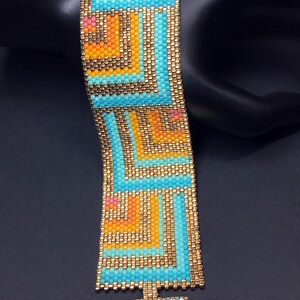 PATTERN Single Peyote Sunset Tiles Bracelet image 3