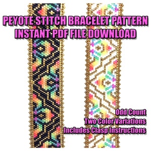 PATTERN - Single Peyote - Luminous Neon Mandala Bracelet
