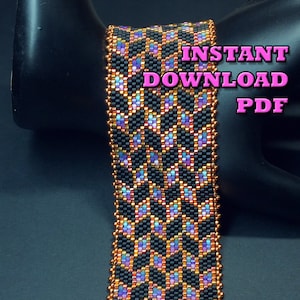 PATTERN - Single Peyote - Stained Glass Vines Bracelet