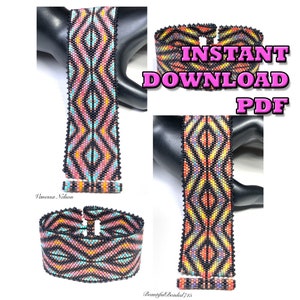 PATTERN - Single Peyote - Double Diamonds Bracelet