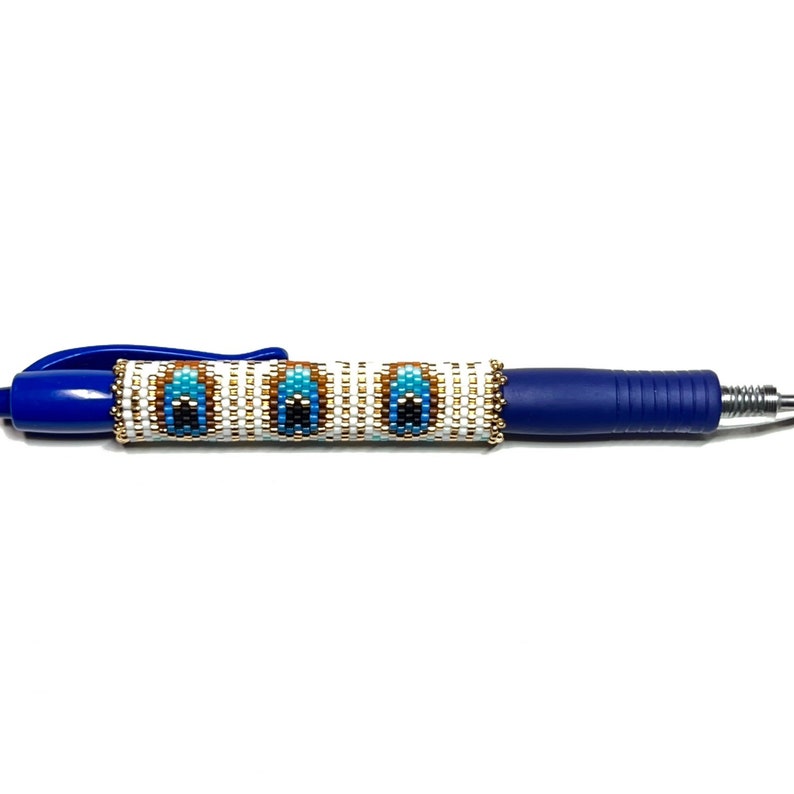 PATTERN Single Peyote Peacock Feather Filigree Pen Wrap image 7