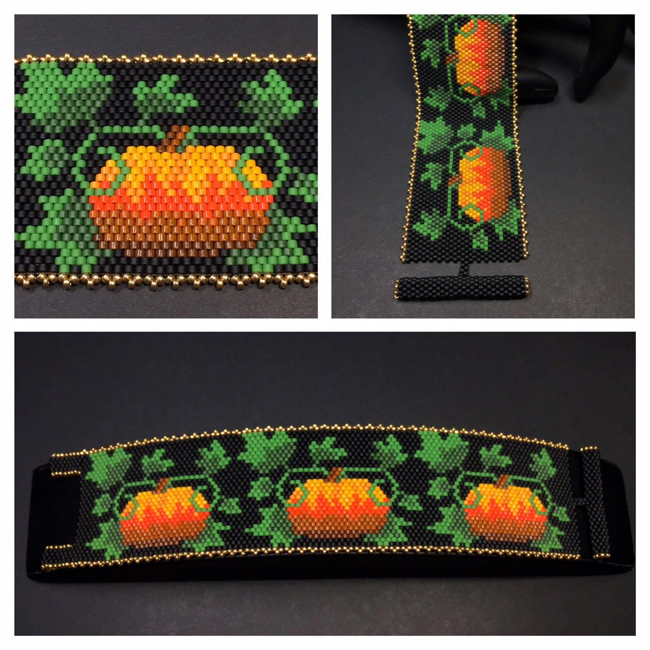 PATTERN Single Peyote Pumpkin Trio Bracelet Etsy Canada