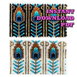 PATTERN - Single Peyote - Peacock Feather Filigree Pen Wrap