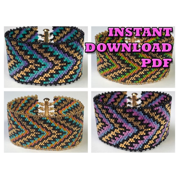 PATTERN - Single Peyote - Gothic Chevron Bracelet