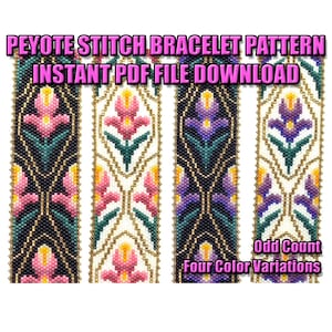PATTERN - Single Peyote - Iris Motif Bracelet