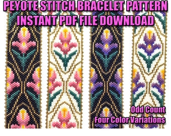 PATTERN - Single Peyote - Iris Motif Bracelet