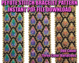 PATTERN - Single Peyote - Dragon Scales Bracelet