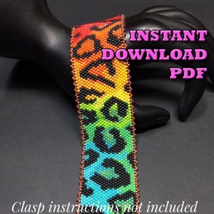 PATTERN - Single Peyote - Rainbow Cheetah Print Bracelet