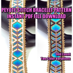 PATTERN - Single Peyote - Peacock Feather Duo Bracelet