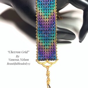 PATTERN Single Peyote Chevron Grid Bracelet image 3