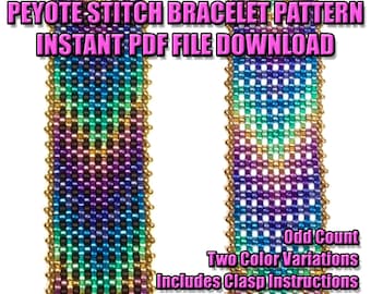 PATTERN - Single Peyote - Chevron Grid Bracelet