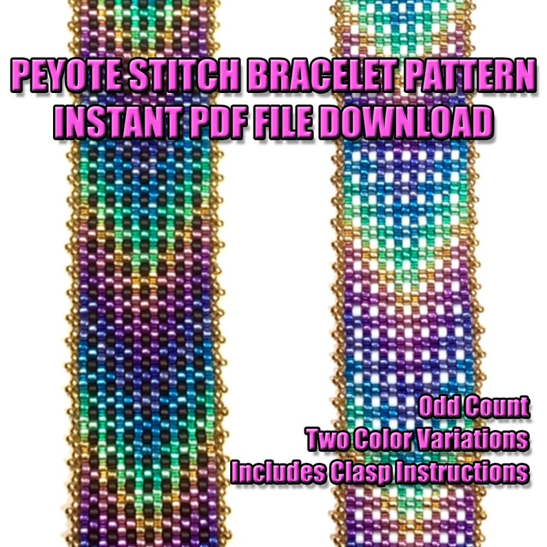PATTERN Single Peyote Chevron Grid Bracelet image 1