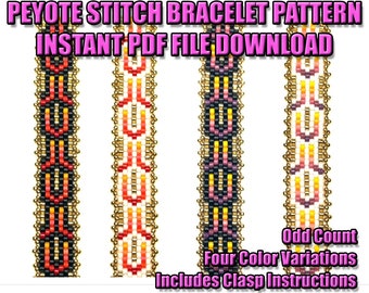 PATTERN - Single Peyote - Narrow Art Deco Bracelet