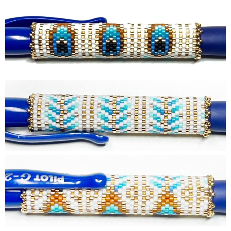 PATTERN Single Peyote Peacock Feather Filigree Pen Wrap image 4