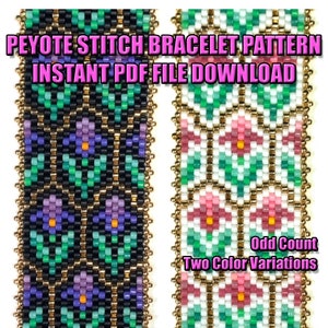 PATTERN - Single Peyote - Geometric Irises Bracelet