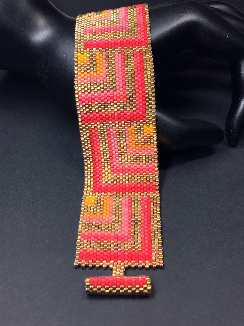 PATTERN Single Peyote Sunset Tiles Bracelet image 4