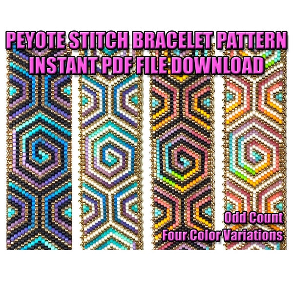 PATTERN - Single Peyote - Symmetrical Swirls Bracelet
