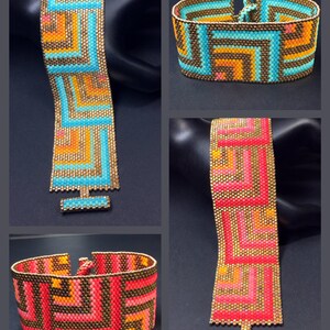 PATTERN Single Peyote Sunset Tiles Bracelet image 2