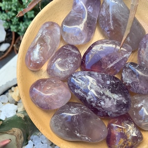 Amethyst tumbled stone tumbled large amethyst pebble polished pocket stone large tumble palmstone