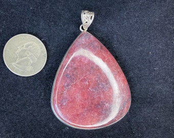 Rhodonite in sterling silver pendant crystal jewelry metaphysical stone jewelry healing mineral