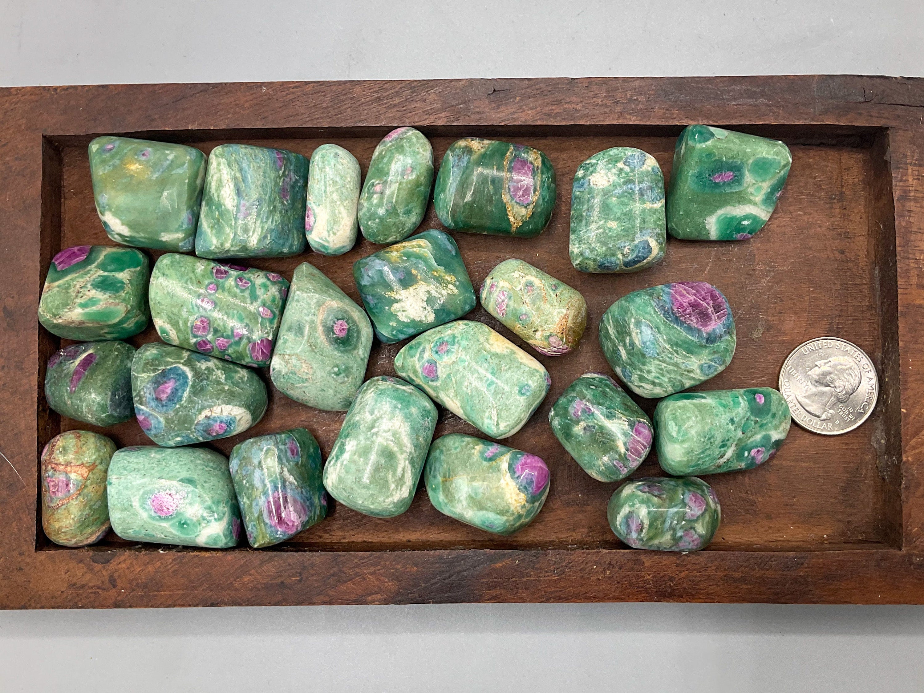 Ruby in Fuchsite Tumbled Stones Wholesale Ruby Fuchsite Tumbles