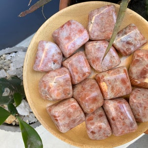 sunstone tumbled stone tumble sun stone pebble polished pocket stone