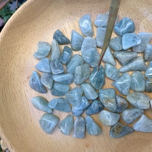 aquamarine tumbled stone tumbled aquamarine pebble polished pocket stone crystal chips