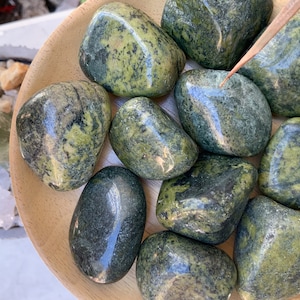 Serpentine tumbled stone tumbled large Serpentine pebble polished pocket stone large tumble palmstone