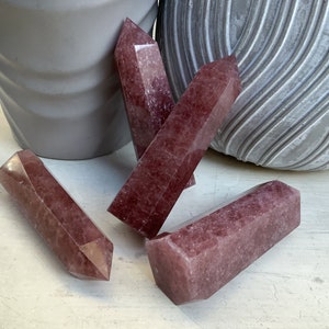 Strawberry quartz tower crystal points red aventurine obelisk