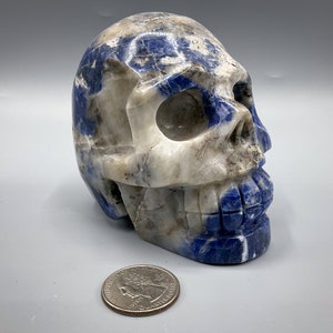 Sodalite skull high quality stone carving metaphysical mineral blue sodalite carved crystal skull carving 1
