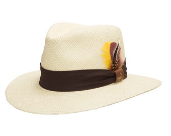 Ultrafino Serbelloni Outback Australian Panama Hat with Exotic Feathers