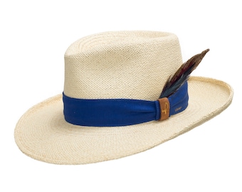 Ultrafino Luciano Packable Panama Hat with Exotic Real Feather