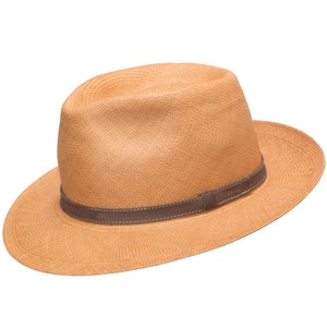 Ultrafino Malta Sienna Straw Panama Hat with Leather Hatband