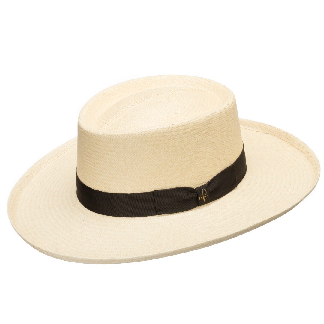 Ultrafino Venicia Gambler Wide Brim Panama Straw Hat - Etsy