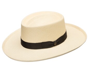 Ultrafino Venicia Gambler Wide Brim Panama Straw Hat