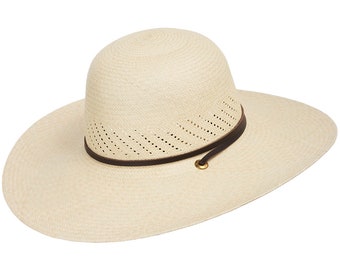 Ultrafino Gardener Female Straw Panama Wide Brim Hat with Chin Strap