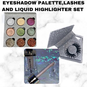 GlitznGlamz Eyeshadow Mink Lashes Liquid highlighter set vegan makeup