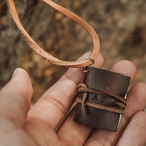 Leather Book Necklace, Leather Necklace, Leather Book, Necklace, Horween Book, Horween, Librarian Gift, Library, Birthday Gift image 5