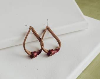 Leather Earrings, Earring for Women, Handmade Earrings, Gift For Her, Leather Knot Earring, Christmas Present, Holiday, Stocking Stuffer