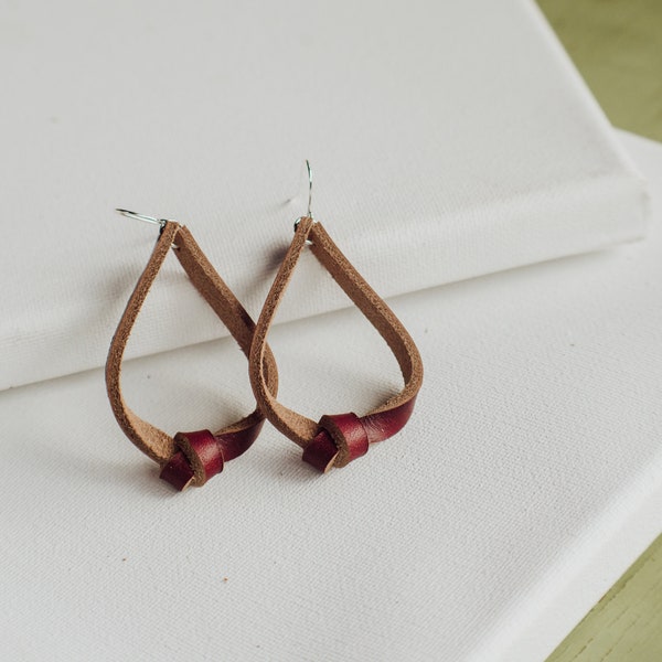 Leather Earrings, Earring for Women, Handmade Earrings, Gift For Her, Leather Knot Earring, Christmas Present, Holiday, Stocking Stuffer