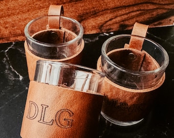 Espresso Cup: Handmade Glass with Leather Wrap