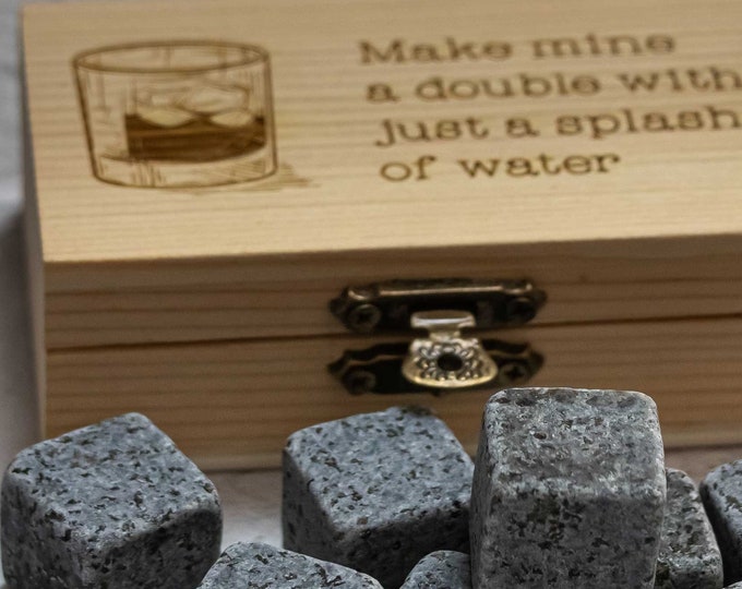 Whiskey Stones, Set of 9 in a personalised box, Whiskey Rocks, Chilling Stones, Whiskey Rocks, Whiskey Gift Set, Reusable Ice Cubes