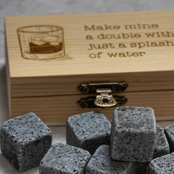 Lot de 9 pierres à whisky dans une boîte personnalisée, pierres à whisky, Chilling Stones, pierres à whisky, coffret cadeau whisky, glaçons réutilisables