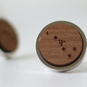 Constellation cufflinks, luxury engraved Starsign gifts for men, Zodiac star sign, wooden personalised gift, a perfect Father's day gift image 3