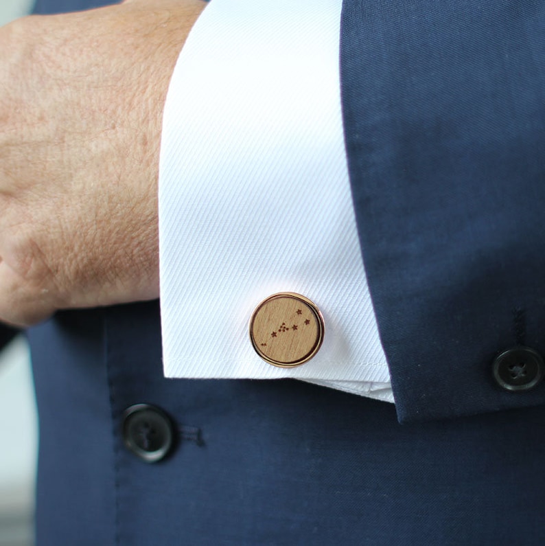 Constellation cufflinks, luxury engraved Starsign gifts for men, Zodiac star sign, wooden personalised gift, a perfect Father's day gift image 10