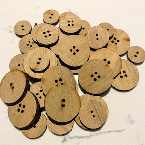 1&quot;, 3/4&quot; & 1/2&quot; Knitters plain no engraving wooden flat back buttons