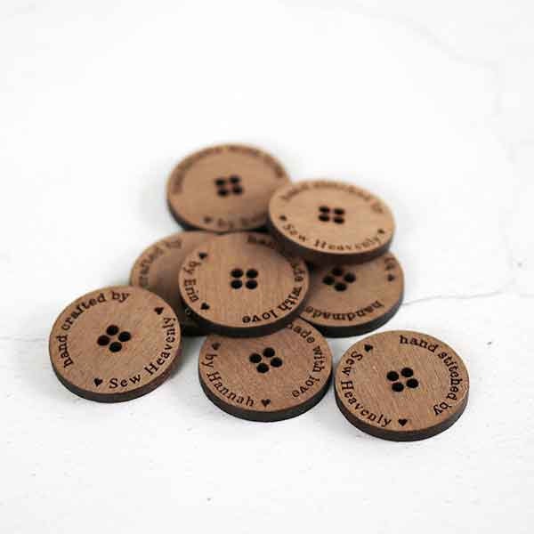 15mm (1/2 ») Boutons en bois gravés à la main Boutons à dos plat Boutons en bois personnalisés pour tricoteurs bois gravé au laser