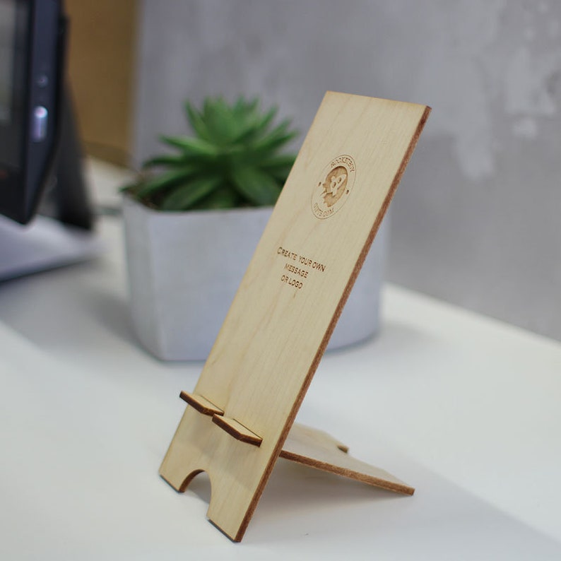 Support En Bois Massif Pour Téléphone Ou Tablette - Design Floral Vintage - Pour Bureau Ou Chevet - 3 Pièces à Assembler