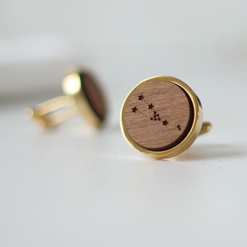 Constellation cufflinks, luxury engraved Starsign gifts for men, Zodiac star sign, wooden personalised gift, a perfect Father's day gift image 7