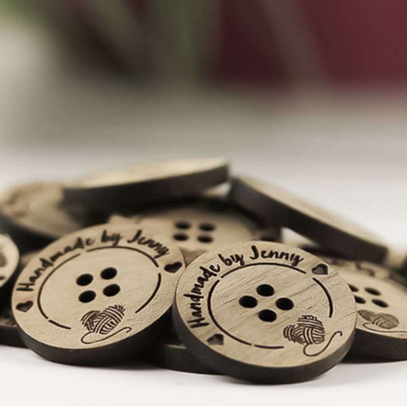 25mm Personalized Engraved Wooden Flat Back Buttons Custom | Etsy